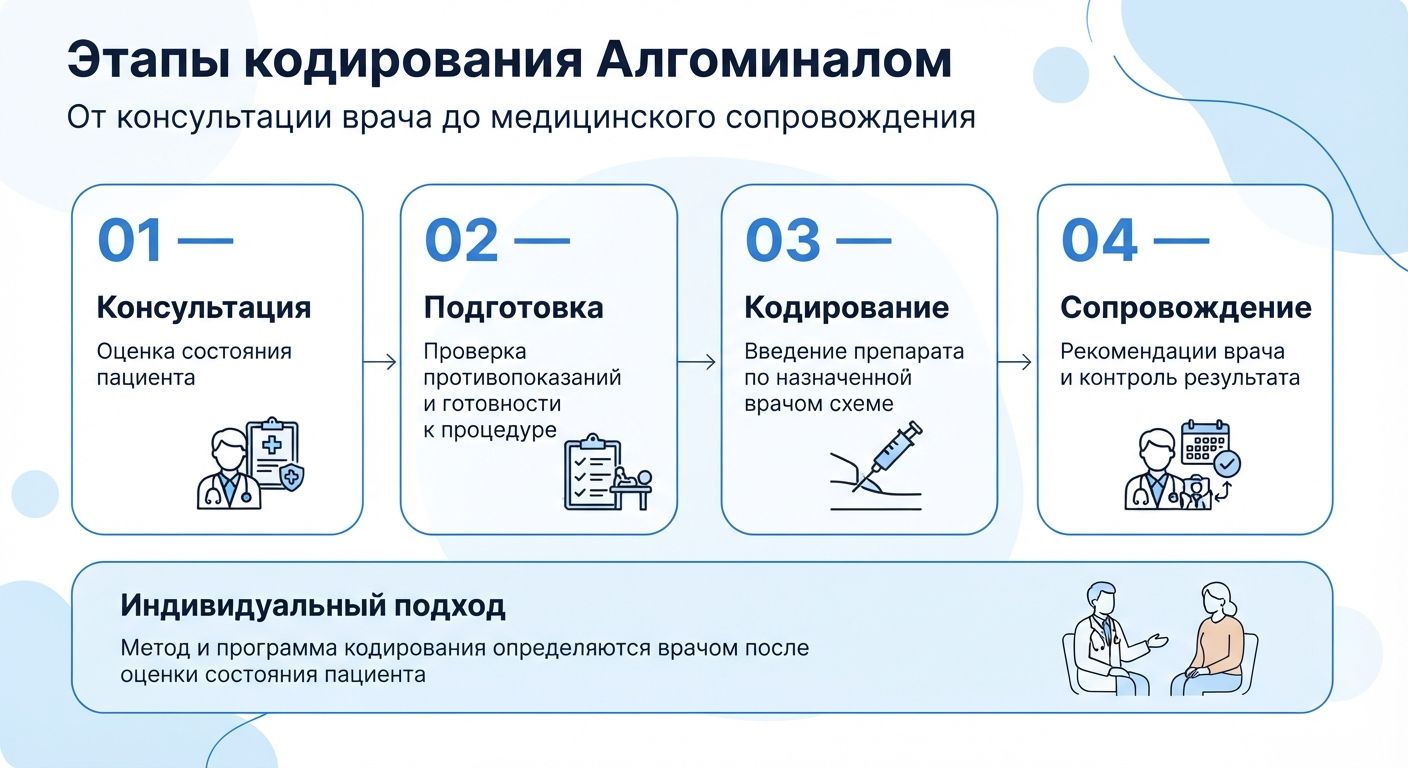 Кодирование препаратом «Алгоминал» в Бирске инфографика